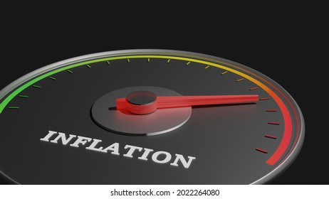 Gauge Meter Indicating High Inflation, 
Rising Inflation Concept 
3d Illustration