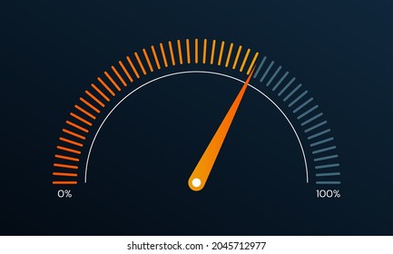 Gauge Or Meter Indicator. Speedometer Icon With Red, Yellow, Green Scale And Arrow. Progress Performance Chart. 