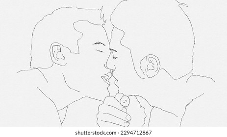 Gay couple kissing line
