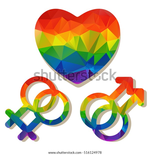 Gay Couple Symbols Rainbow Heart Stock Illustration 516124978 