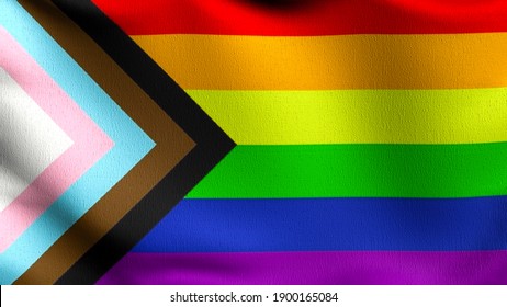 Gay Flag, LGBT, Or Rainbow Flag. Pride Symbol Blowing In The Wind Isolated. Official Patriotic Abstract Design. 3D Rendering Illustration Of Waving Sign Symbol.