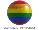 Gay pride rainbow color soccer ball isolated on white, transparent. LGBT football sport event. 3d render