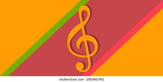 The G-clef. SYMBOL OF MUSICAL WRITING. Solfège, An Educational Method. Notation. Isolated Element In Colorful Background. Illustration With Reference To Art. Logo, Poster Of Music.