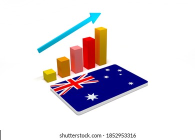 GDP Australia Financial And Economy Financial Growth Idea. 3D Render