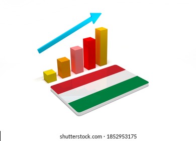 GDP Hungary Financial And Economy Financial Growth Idea. 3D Render