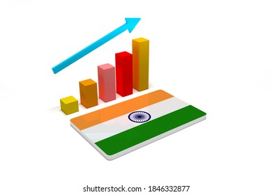 GDP India Financial And Economy Financial Growth Idea. 3D Render.