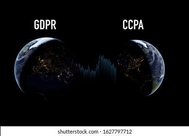 GDPR And CCPA Concept Europe And California In North America