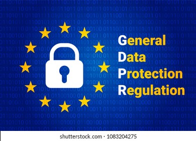 GDPR - General Data Protection Regulation. Text: Are You Ready For GDPR. EU Flag.  Illustration