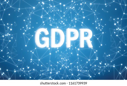 GDPR on digital network interface and blue background