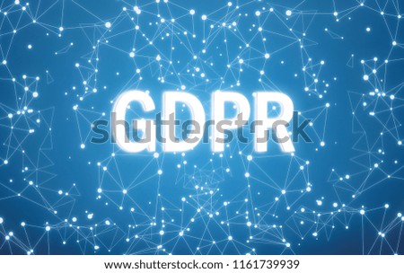 GDPR on digital network interface and blue background