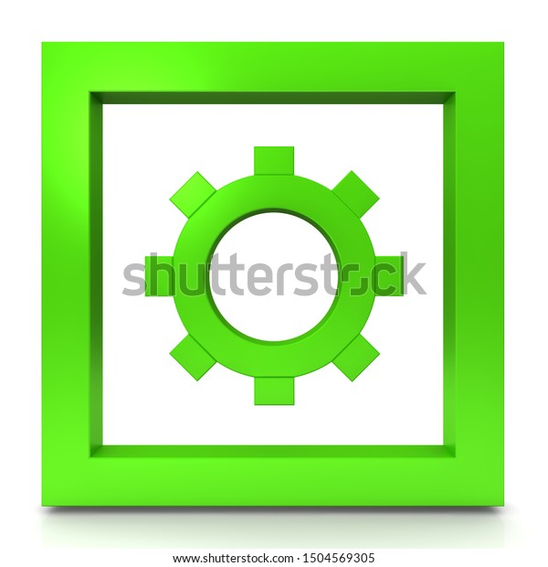 Gear Icon Green Development Work Progress Stock Illustration