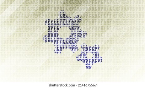 Gear Icon On Binary Code ( Array Of Bits ). Illustration.