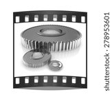 Gear set. Concept is the main link on a white background. The film strip