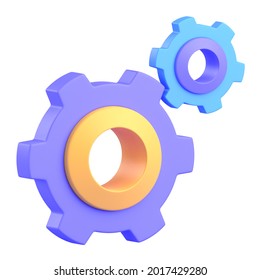 Gear Teamwork Integration Business Icon 3D Render Illustration