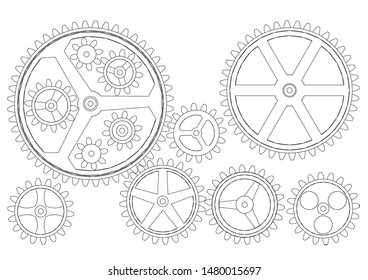 Gold Gear Wheels Clockwork Dark Brown Stock Vector (Royalty Free) 347693780