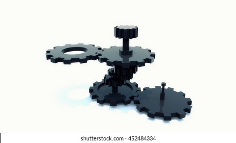 Gears Fit Together 3d Rendering