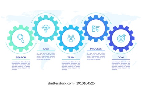 Gears Infographics. Cogwheels Transmission Connecting Mechanical, Engineering Techo Progress Business Presentation Start-up  Concept. Cog Wheel Connection Banner, Gear Infographic Illustration