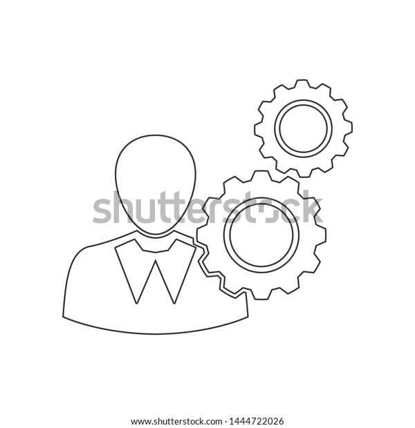 gears of thoughts of person\
icon. Element of HR for mobile concept and web apps icon. Outline,\
thin line icon for website design and development, app\
development
