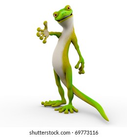 Gecko Cartoon Helping Hand