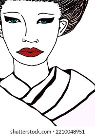 Geisha Portrait In  Elegant Illustration