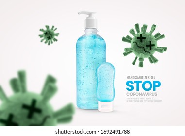 Gel Alcohol Bottle And Tube Mockup And Dead Virus