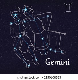 Gemini One Constellations Zodiac Located Northern Stock Illustration ...