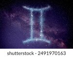 Gemini zodiac sign made of stars on night sky