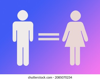 Gender equality concept  Equal dignity and worth of every person .blue and pink background