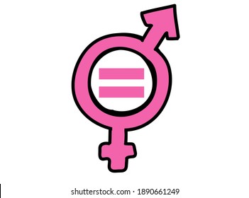 Gender Equality Concept Icon. Pink And Blue Gender Logos. Equality Concept.