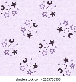  Gender Neutral Star Sky Seamless Raster Background. Simple Whimsical 2 Tone Pattern. Kids Nursery Wallpaper Or Scandi All Over Print.