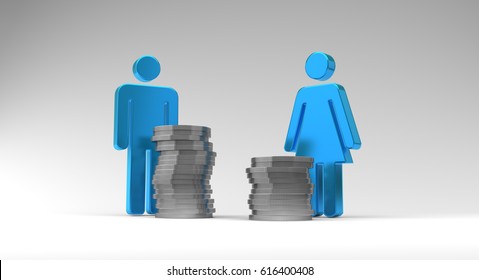 Gender Wage Gap,3d Illustration