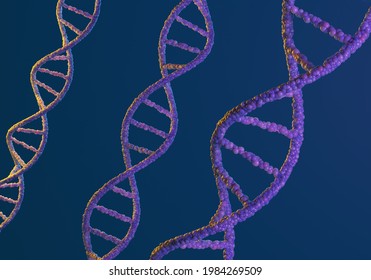 Gene Mutation Concept. Mutated DNA Molecules On A Dark Background. Background With Elements Of Human DNA. Banner On Theme Of Genetic Engineering. Gene Mutation In Humans. 3D Rendering DNA Strand