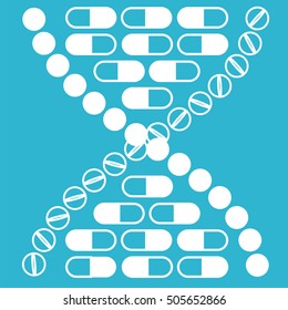 Gene therapy concept. Rasterized copy illustration of DNA helix formed by drug pills