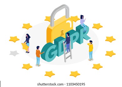 General Data Protection Regulation - GDPR Isometric Concept. 