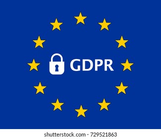 General Data Protection Regulation (GDPR) European Union (EU) Flag With Padlock