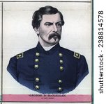 General George B. McClellan. Major General commanding U.S. Army. colored engraving ca. 1862.
