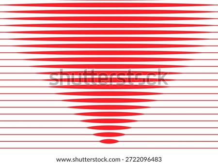 Generate precise red triangle radial convergence with sharp geometric precision and vanishing point perspective.