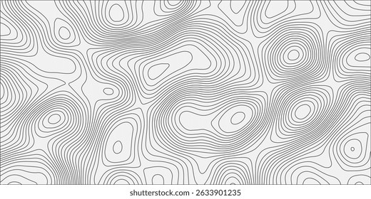  Generate a seamless white topographic contour map pattern with smooth, organic line work. The design should appear abstract, with evenly spaced gray contour lines on a light background,