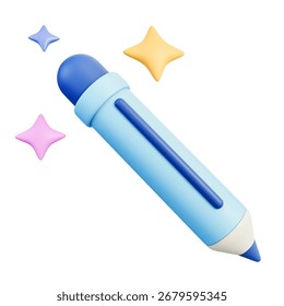 Generated magic wand tool with stylus pen and star sparkle for image editing, graphic design, content creation and digital art generator. Isolated on white background, 3d illustration.