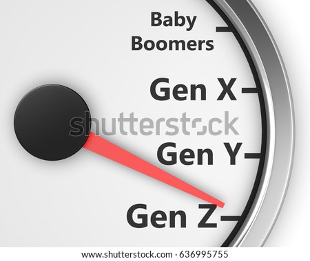Generation X Y Z Speedometer Words 3d Illustration rendering Stok fotoğraf © 