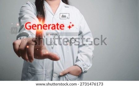 Generative AI concept with command prompt and generate button interface. Artificial intelligence creates digital content, automation workflows, innovation tools, and smart technology solutions for mod