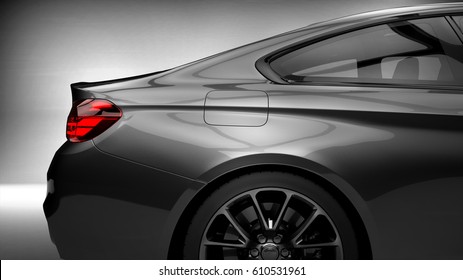 Generic Brandless Sports Car Detail (with Grunge Overlay) - 3d Illustration

