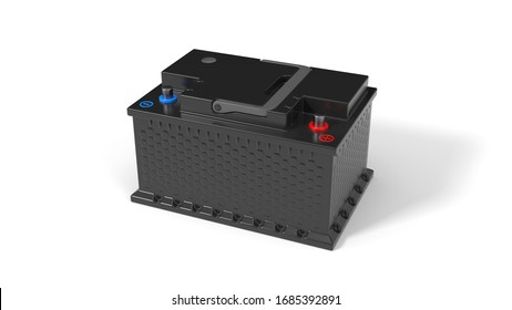 Generic Car Battery. 3d Illustration Isolated On White