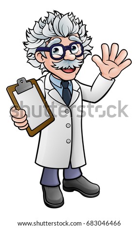 generic cartoon scientist professor wearing lab stock illustration