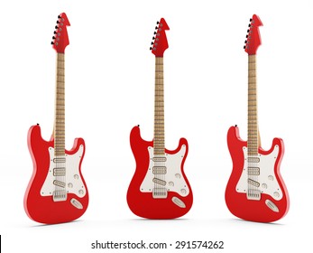Generic electric guitars isolated on white background