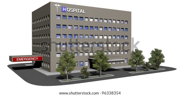 白い背景に一般的な病院モデル のイラスト素材