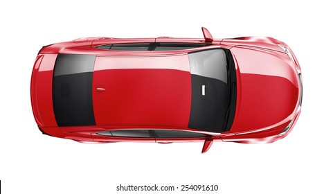 Generic Red Car On White Background