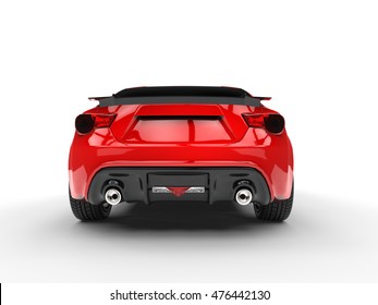 Generic Red Sports Car - Back View - 3D Render