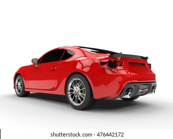 Generic Red Sports Car - Rear Left View - 3D Render