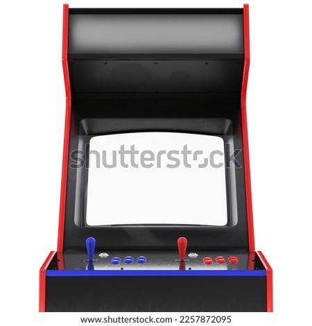 Generic Retro Arcade Machine or Cabinet for Two Players With Blue and Red Controls. 3D Illustration